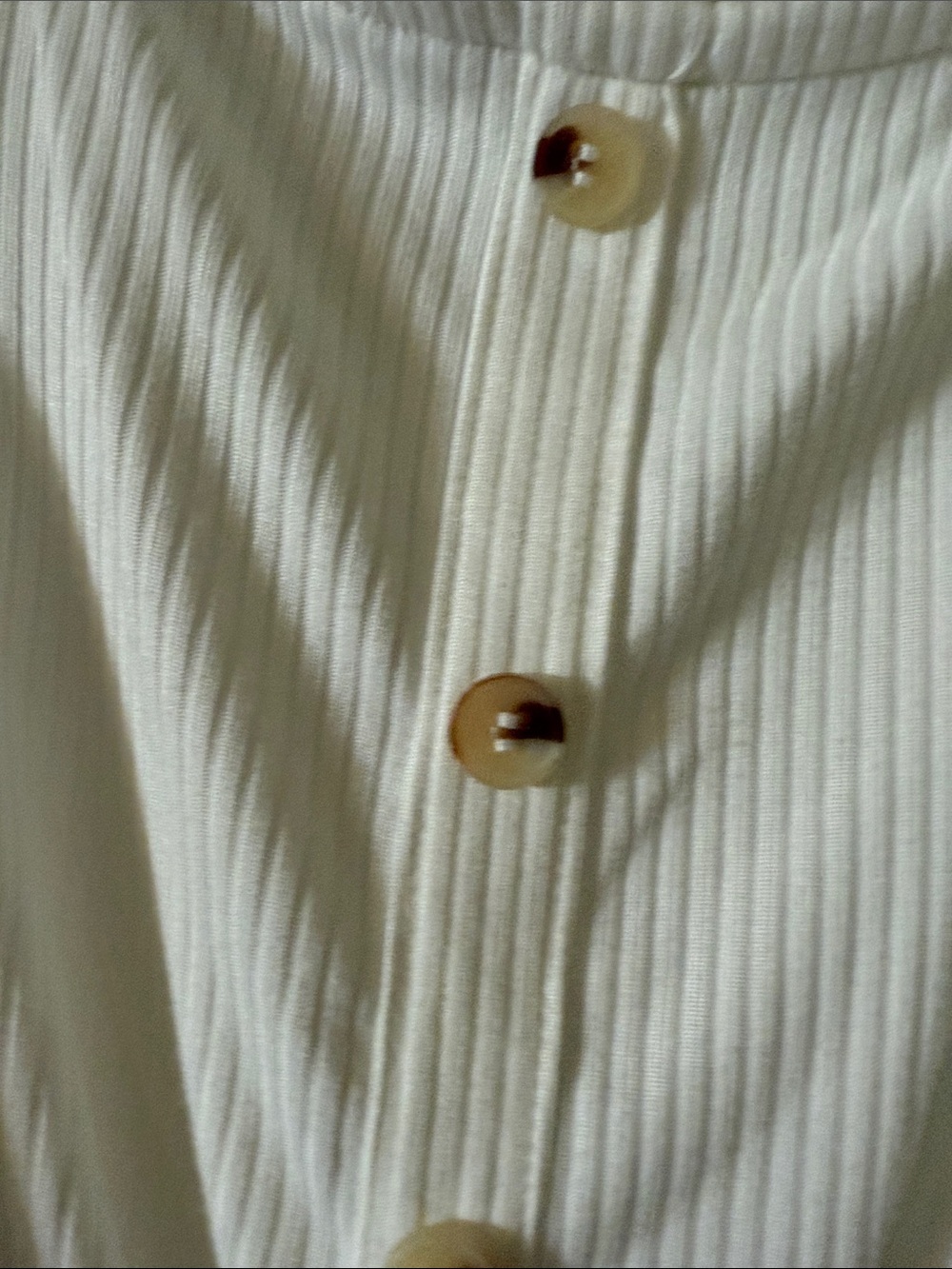 btween White Ribbed Button-Front Tie-Hem Crop Top - Picture 3 of 4
